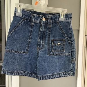 Premier Internationalgirl juniors girls blue jean shorts size 7 cargo style EUC